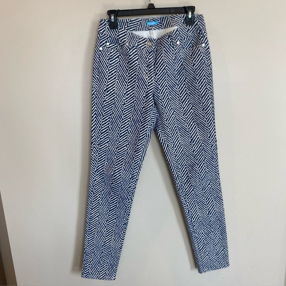 J. McLaughlin Herringbone Pants Womens 4 Mid Rise Straight Leg Zip Fly Pockets - Picture 1 of 6